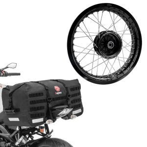 Set: Felge 2,5x16 breit passend für Simson S51 S50 S70 Schwalbe KR51 AF23 schwarz + Hecktasche SX70 70Ltr in schwarz