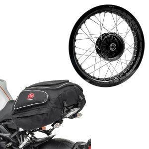 Set: Felge 2,5x16 breit passend für Simson S51 S50 S70 Schwalbe KR51 AF23 schwarz + Hecktasche X50 Gepäcktasche hinten 50Ltr in schwarz