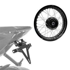 Set: Felge 2,5x16 breit passend für Simson S51 S50 S70 Schwalbe KR51 AF23 schwarz + Kennzeichenhalter KH4 Nummernschildhalter mit LED Beleuchtung