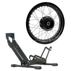 Set: Felge 2,5x16 breit passend für Simson S51 S50 S70 Schwalbe KR51 AF23 schwarz + Fahrradständer freistehend TS1 Fahrradhalter 26 bis 29" Reifen schwarz