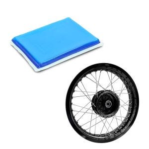 Set: Felge 2,5x16 breit passend für Simson S51 S50 S70 Schwalbe KR51 AF23 schwarz + Gel-Pad Einbaukissen XL passend für Motorrad-Sitzbank 25x20x1,5 cm