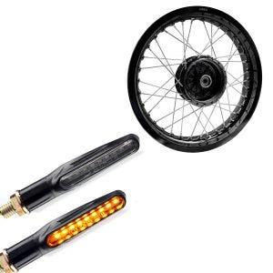 Set: Felge 2,5x16 breit passend für Simson S51 S50 S70 Schwalbe KR51 AF23 schwarz + Lauflicht Blinker KP6 LED Blinker mit E-Prüfzeichen 2 Stück