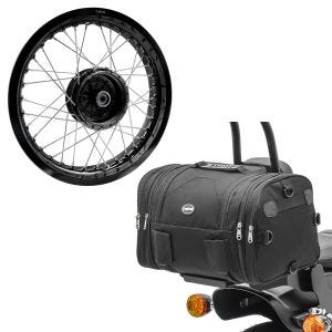 Set: Felge 2,5x16 breit passend für Simson S51 S50 S70 Schwalbe KR51 AF23 schwarz + Hecktasche RB1 Gepäckrolle 24-30Ltr schwarz