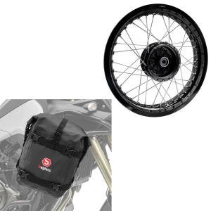 Set: Felge 2,5x16 breit passend für Simson S51 S50 S70 Schwalbe KR51 AF23 schwarz + Sturzbügeltasche passend für Schutzbügel K4 Dry Bag 10 L