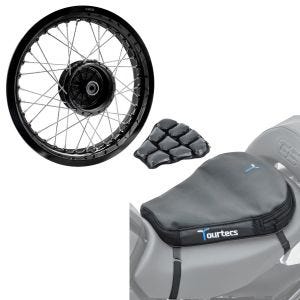 Set: Felge 2,5x16 breit passend für Simson S51 S50 S70 Schwalbe KR51 AF23 schwarz + Luftkissen Air Deluxe M Komfort Sitzkissen in schwarz