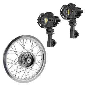 Set: Felge 2,15x16 breit passend für Simson S51 S50 S70 Schwalbe KR51 AF25 + 2x LED Nebelscheinwerfer