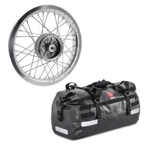 Set: Felge 2,15x16 breit passend für Simson S51 S50 S70 Schwalbe KR51 AF25 + Hecktasche Drybag XB50 Volumen 50l