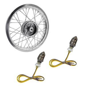 Set: Felge 2,15x16 breit passend für Simson S51 S50 S70 Schwalbe KR51 AF25 + LED Blinker KP8 mit E-Prüfzeichen 2 Stück vorne-hinten getönt