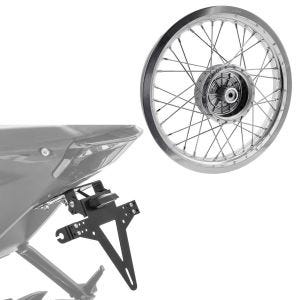 Set: Felge 2,15x16 breit passend für Simson S51 S50 S70 Schwalbe KR51 AF25 + Kennzeichenhalter KH4 Nummernschildhalter mit LED Beleuchtung