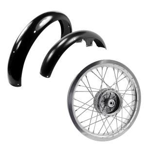 Set: Felge 2,15x16 breit passend für Simson S51 S50 S70 Schwalbe KR51 AF25 + Schutzblech vorne + hinten passend für Simson S50 / S51 / S70 WP1schwarz
