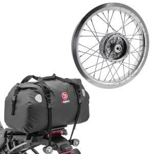Set: Felge 2,15x16 breit passend für Simson S51 S50 S70 Schwalbe KR51 AF25 + Hecktasche Drybag XF60 Volumen 60l