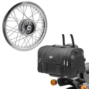Set: Felge 2,15x16 breit passend für Simson S51 S50 S70 Schwalbe KR51 AF25 + Hecktasche RB1 Gepäckrolle 24-30Ltr schwarz