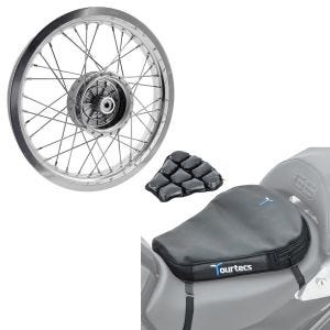 Set: Felge 2,15x16 breit passend für Simson S51 S50 S70 Schwalbe KR51 AF25 + Luftkissen Air Deluxe M Komfort Sitzkissen in schwarz
