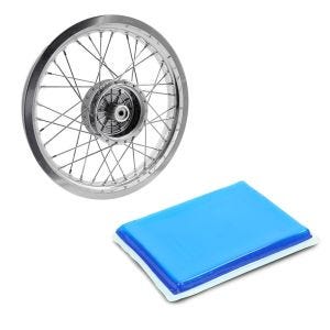 Set: Felge 2,15x16 breit passend für Simson S51 S50 S70 Schwalbe KR51 AF25 + Gelpad passend für Motorradsitzbank Zuschneidbar, 20 x 15 x 1,5 cm