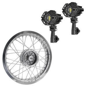 Set: Felge 2,5x16 breit passend für Simson S51 S50 S70 Schwalbe KR51 AF26 + 2x LED Nebelscheinwerfer