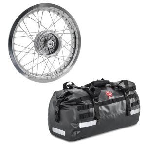 Set: Felge 2,5x16 breit passend für Simson S51 S50 S70 Schwalbe KR51 AF26 + Hecktasche Drybag XB50 Volumen 50l