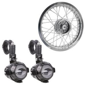 Set: Felge 2,5x16 breit passend für Simson S51 S50 S70 Schwalbe KR51 AF26 + LED Zusatzscheinwerfer MS1 ECE Paar