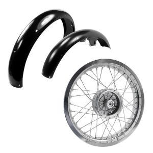 Set: Felge 2,5x16 breit passend für Simson S51 S50 S70 Schwalbe KR51 AF26 + Schutzblech vorne + hinten passend für Simson S50 / S51 / S70 WP1schwarz