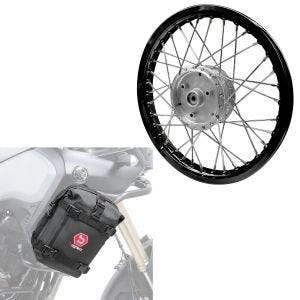 Set: Speichenrad Felge Alu 1,6x16 passend für Simson S51 S50 S70 Schwalbe KR51 AF28 schwarz + Sturzbügeltasche K3 6L