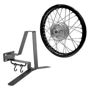 Set: Speichenrad Felge Alu 1,6x16 passend für Simson S51 S50 S70 Schwalbe KR51 AF28 schwarz + Garderobe XGP WH2 Wandhalterung Helmhalter schwarz