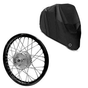 Set: Speichenrad Felge Alu 1,6x16 passend für Simson S51 S50 S70 Schwalbe KR51 AF28 schwarz + Abdeckplane XL Abdeckhaube in schwarz