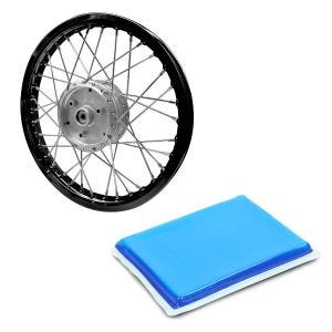 Set: Speichenrad Felge Alu 1,6x16 passend für Simson S51 S50 S70 Schwalbe KR51 AF28 schwarz + Gel-Pad Einbaukissen XL passend für Motorrad-Sitzbank 25x20x1,5 cm