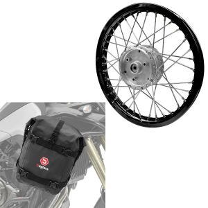 Set: Speichenrad Felge Alu 1,6x16 passend für Simson S51 S50 S70 Schwalbe KR51 AF28 schwarz + Sturzbügeltasche passend für Schutzbügel K4 Dry Bag 10 L