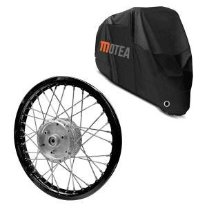 Set: Speichenrad Felge Alu 1,6x16 passend für Simson S51 S50 S70 Schwalbe KR51 AF28 schwarz + Abdeckplane BC1 XXL Abdeckhaube in schwarz