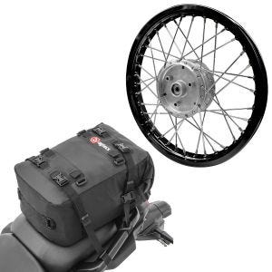 Set: Speichenrad Felge Alu 1,6x16 passend für Simson S51 S50 S70 Schwalbe KR51 AF28 schwarz + Hecktasche KH2 Rucksack 20 L schwarz