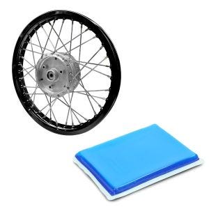 Set: Speichenrad Felge Alu 1,6x16 passend für Simson S51 S50 S70 Schwalbe KR51 AF28 schwarz + Gelpad passend für Motorradsitzbank Zuschneidbar, 20 x 15 x 1,5 cm