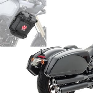 Set: Valises latérales sur mesure pour Harley Davidson Low Rider/S/ST 18-24 Craftride HB13 + sacoche de crash bar K3 6L