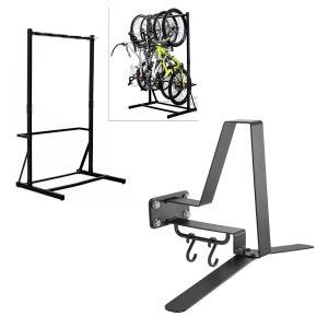 Set : support de vélo sur pied pour 5 vélos acier RI98 + portemanteau XGP WH2 support casque mural noir