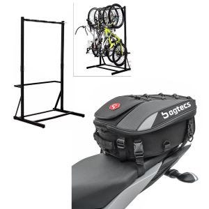 Set: support à vélo sur pied pour 5 vélos acier RI98 + sacoche de selle X30