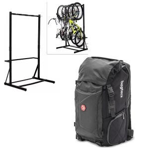 Set : support à vélo sur pied pour 5 vélos acier RI98 + sac à dos HX5