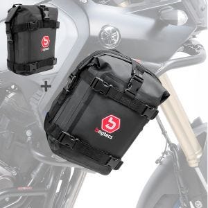 Set Sacoches pare carter Bagtecs K3 compatible avec protecteur moteur imperméable 2x 6Ltr en noir paire DPLC