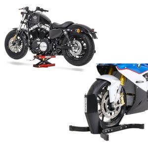 Set: Hebebühne Mini-Lift Scherenheber bis 500kg in rot + Wippe Easy Plus Vorderradwippe ständer bis 21" schwarz_1