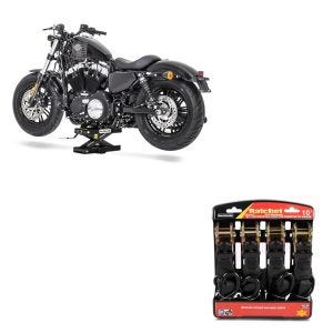 Set: Hebebühne Mini-Lift Scherenheber bis 500kg in schwarz + Spanngurt Set Ratsche mit 4x Zurrschlaufe schwarz_1