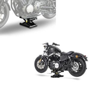 Set: Moto Pont elevateur ciseaux Mini-Lift Cric kg en noir + Pont elevateur ciseaux M noir compatible avec moto custom et motos custom CB38945