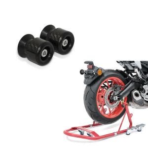Set: Rangierhilfe Montageständer Hinterrad Mover 1 universal von rot + Schwingenschützer Bobbins für Montageständer M6-8 carbon_1