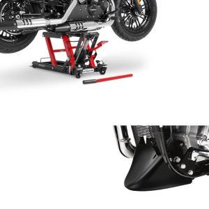 Set: Hebebühne Lift L für Harley und Chopper -680 kg rot + Bugspoiler Harley Davidson Sportster 04-20 in schwarz_1