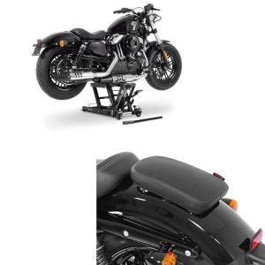 Set: Hebebühne L für Harley und Chopper -680kg + Sozius Saugnapf Sitzpad für Custom Bikes Glider X schwarz_1