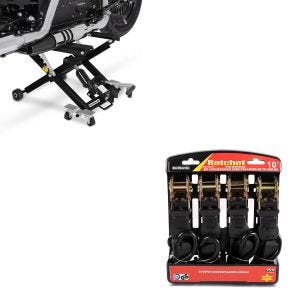 Set: Hebebühne Mid-Lift XL heber bis 500kg in schwarz + Spanngurt Set Ratsche mit 4x Zurrschlaufe schwarz_1