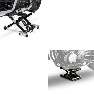 Set: Moto Pont elevateur ciseaux Mid-lift XL Cric hydraulique kg en noir + Pont elevateur ciseaux M noir compatible avec moto custom et motos custom CB38942