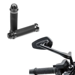 Set: Spiegel CS23 in schwarz + Lenkergriffe 2X 22mm titan