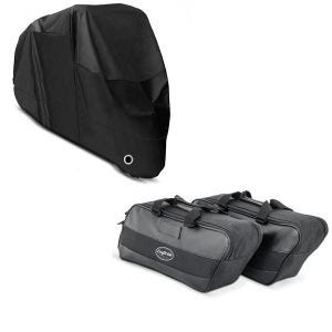 Set: Seitenkoffer Innentasche passend für Harley Davidson Touring 94-24 Craftride + Motorrad Abdeckplane Craftride XXXL Abdeckhaube in schwarz