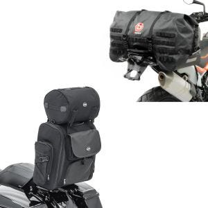 Set: Sissybar Tasche SXL Hecktasche mit Gepäckrolle in schwarz + Hecktasche SX70 70Ltr wasserdicht in schwarz