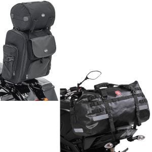 Set: Sissybar Tasche SXL Hecktasche mit Gepäckrolle in schwarz + Hecktasche Drybag XB50 Wasserdicht Volumen 50l_1