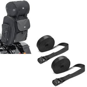 Set: Sissybar Tasche SXL Hecktasche mit Gepäckrolle in schwarz + Spanngurt Set Zurrgurte 150cm 2 Stück in schwarz_1