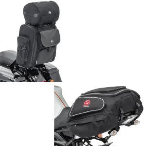 Set: Sissybar Tasche SXL Hecktasche mit Gepäckrolle in schwarz + Hecktasche X50 Gepäcktasche hinten 50Ltr