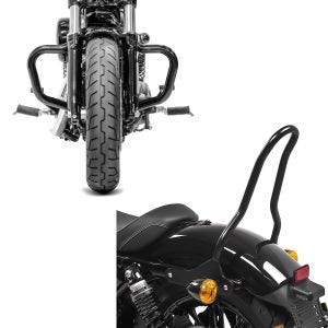 Set: Sturzbügel Mustache passend für Harley Davidson Sportster 04-20 Schutzbügel schwarz Craftride + Sissybar passend für Harley Davidson Sportster 04-20 Craftride Tampa S schwarz